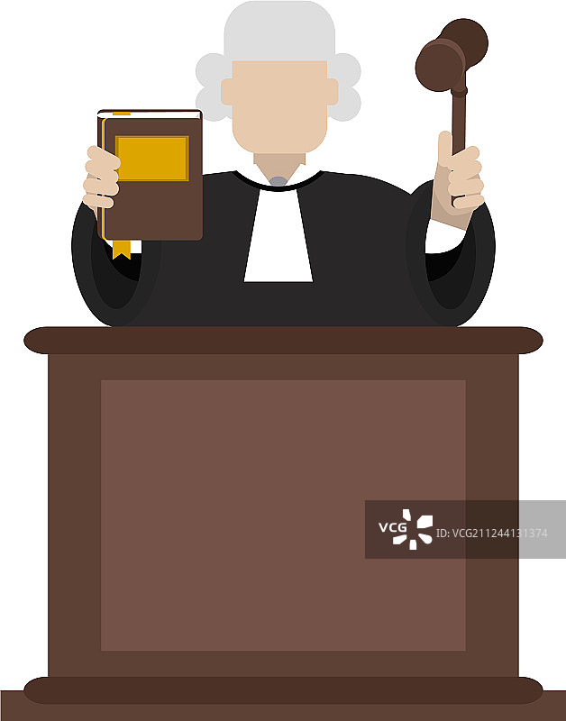 有宪法和小槌的法官站在讲台上图片素材