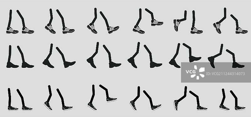 各种腿在鞋中行走的脚在运动鞋中图片素材