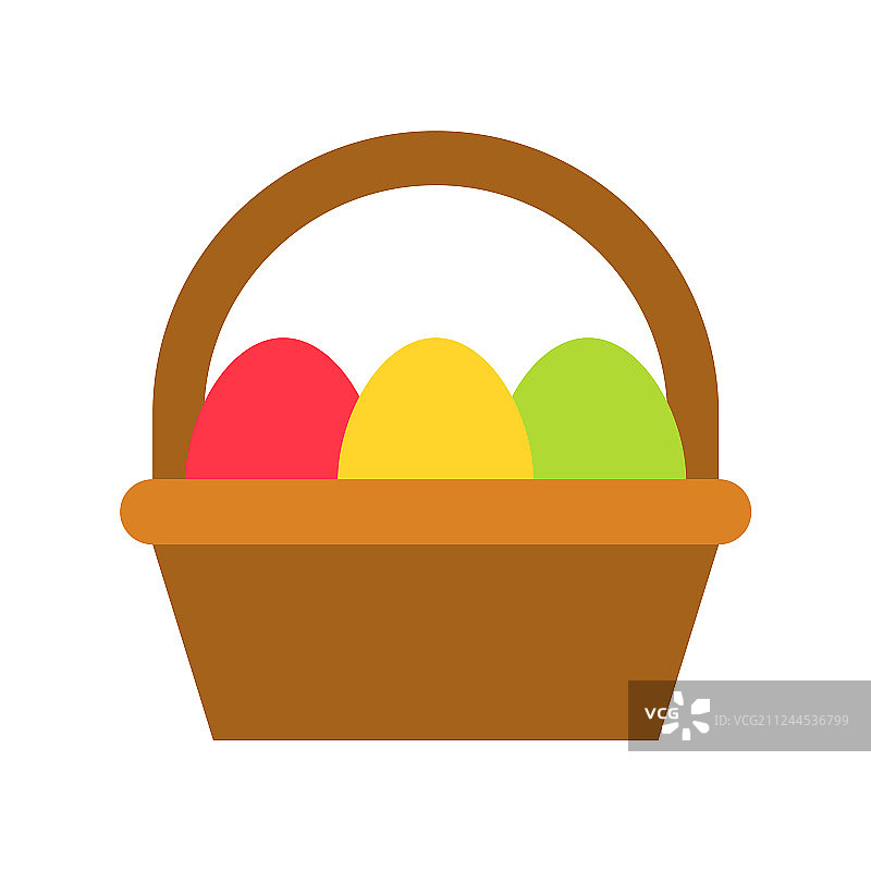 复活节彩蛋篮子孤立的复活节平面风格图标图片素材