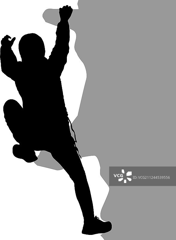 黑色剪影的攀岩者在白色的背景图片素材