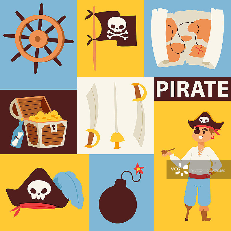 海盗海盗胸部和旗帜头骨图片素材