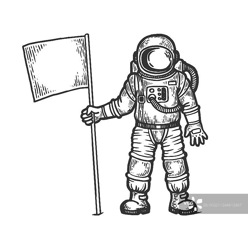 刻有旗帜的太空人图片素材