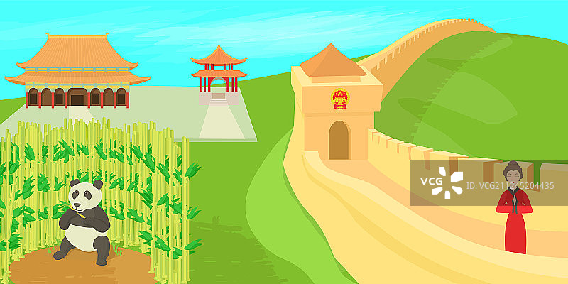 中国景观概念卡通风格图片素材