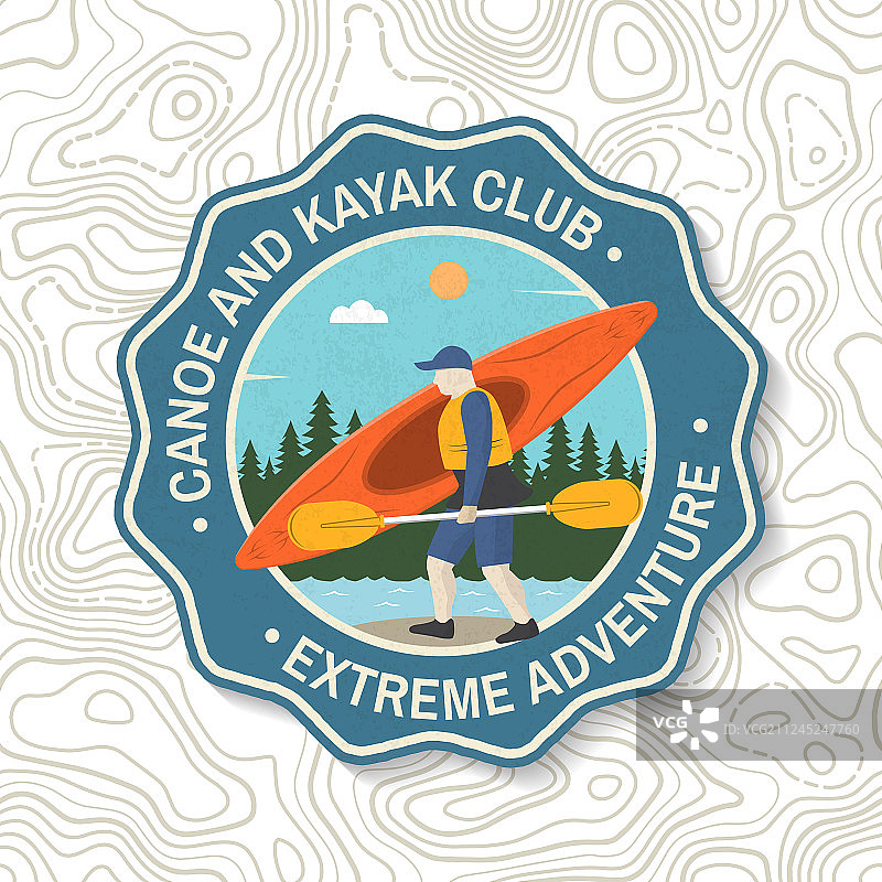 独木舟和皮划艇俱乐部的徽章概念图片素材