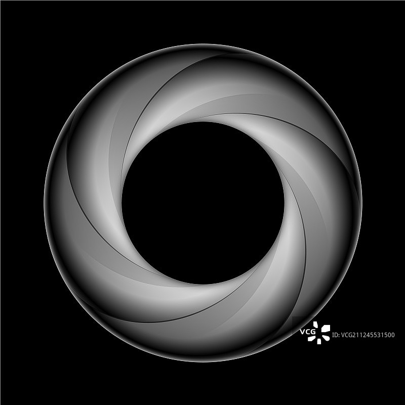 螺旋环在灰色阴影的黑色背景图片素材