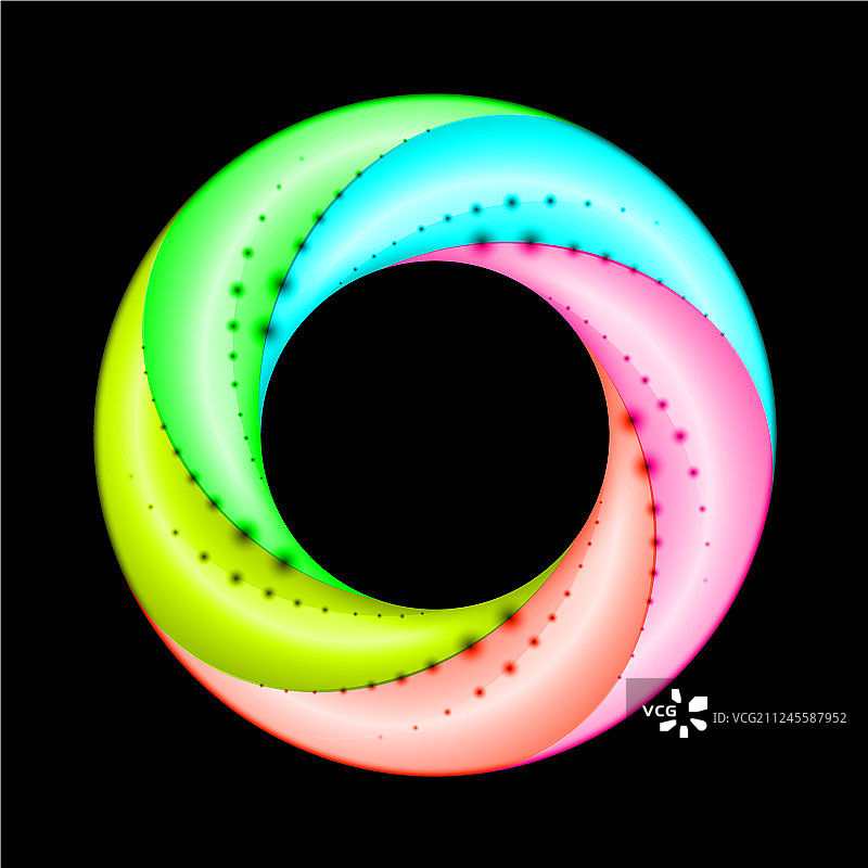 彩色螺旋环与点强调在黑色图片素材