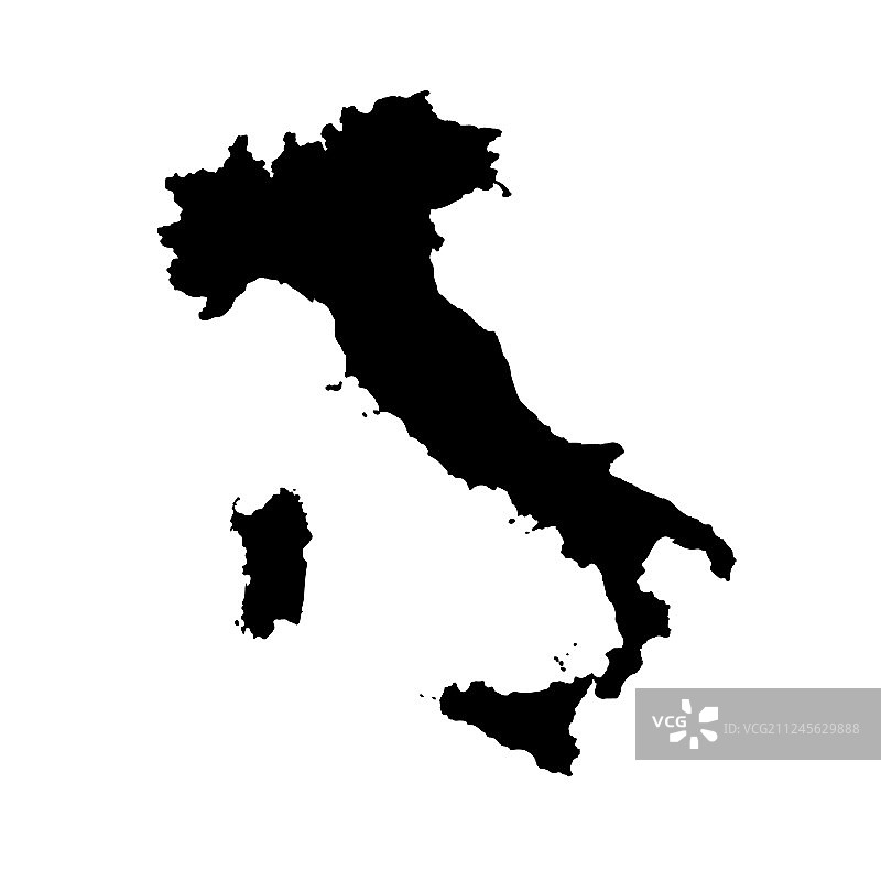 地图意大利孤立黑色上图片素材