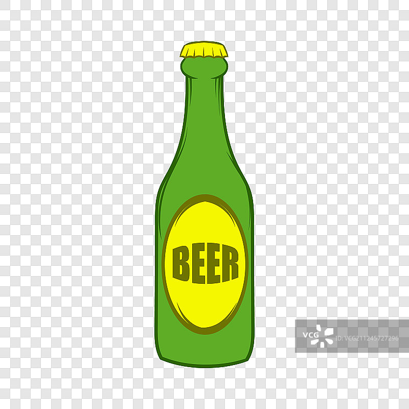 绿瓶啤酒图标卡通风格图片素材