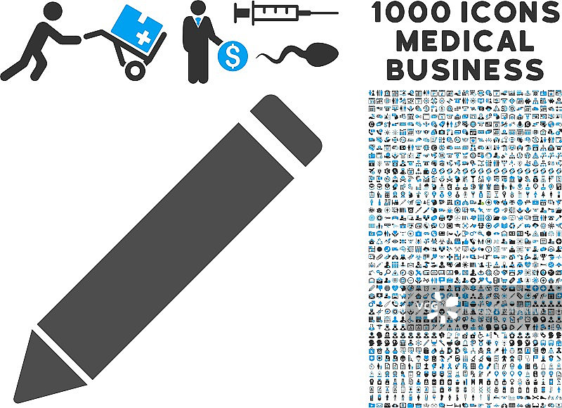 编辑铅笔图标与1000医疗业务图片素材