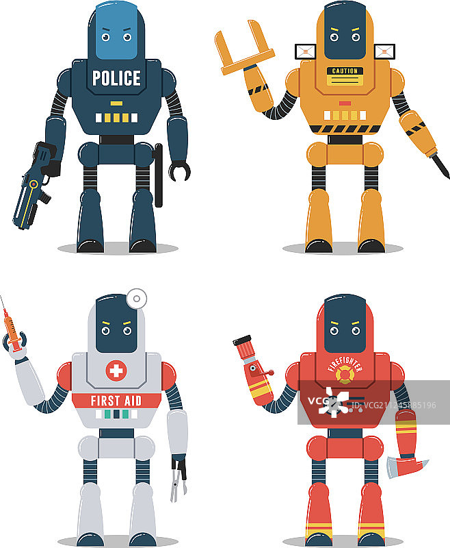 设置机器人角色警察机器人建设图片素材
