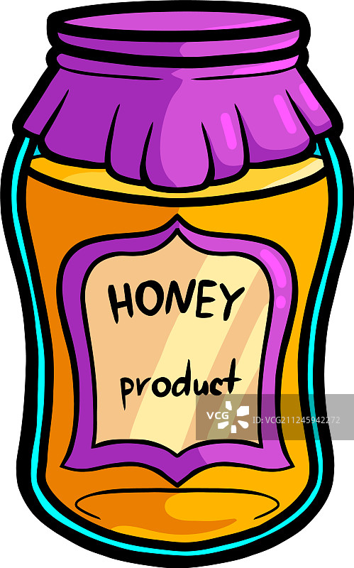 新鲜的蜂蜜玻璃罐从可爱的产品图片素材