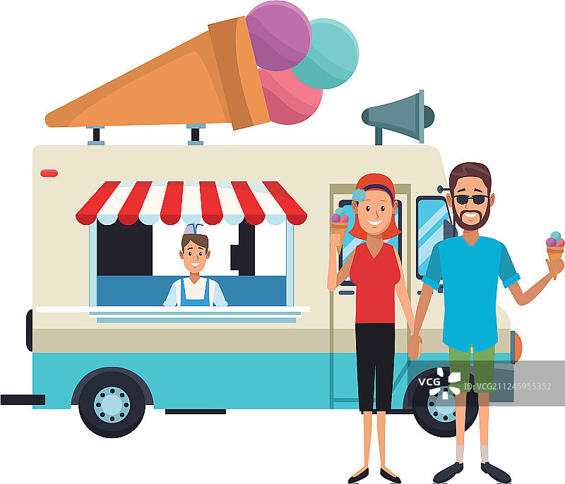 冰淇淋食品卡车图片素材