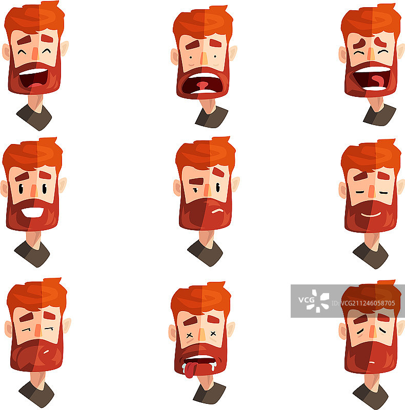 红发大胡子，表情情绪化的男性图片素材