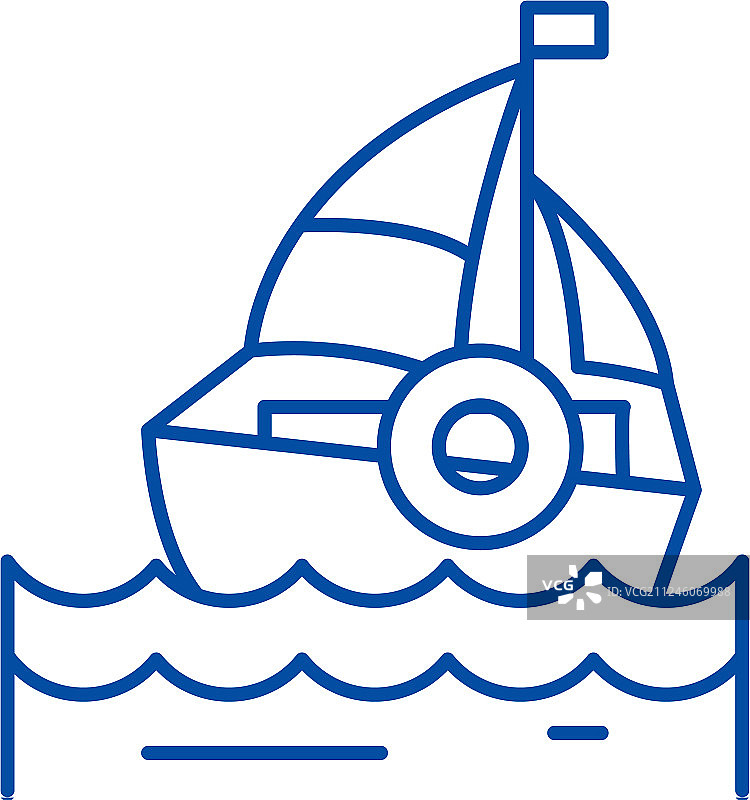 帆船线图标概念帆船平坦图片素材