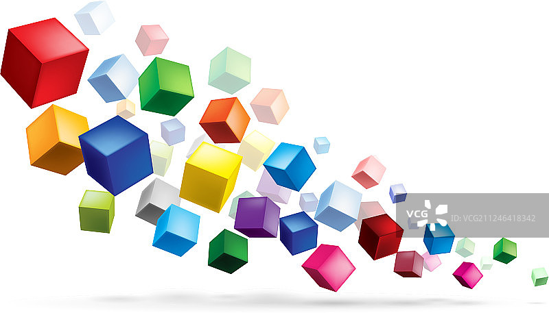 各种组合的立方体抽象为设计图片素材