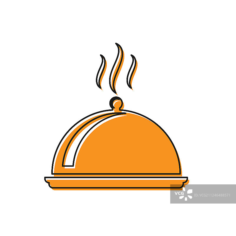 橙色覆盖与托盘食物图标隔离图片素材