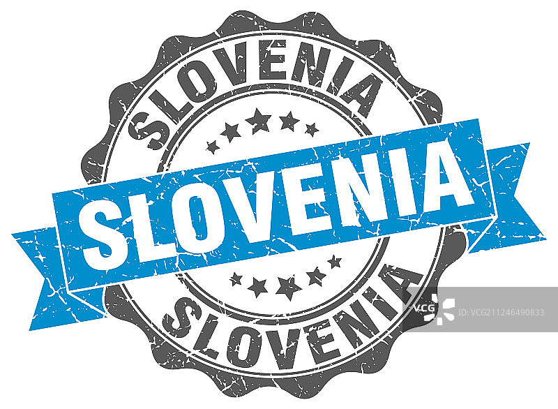 斯洛文尼亚圆形缎带印章图片素材