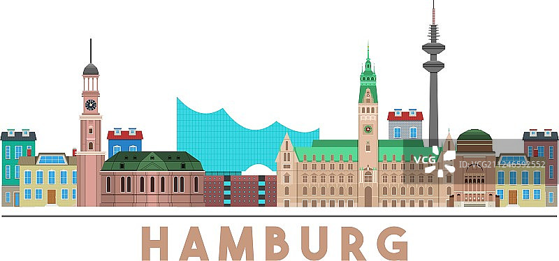 汉堡的地标性建筑的天际线图片素材