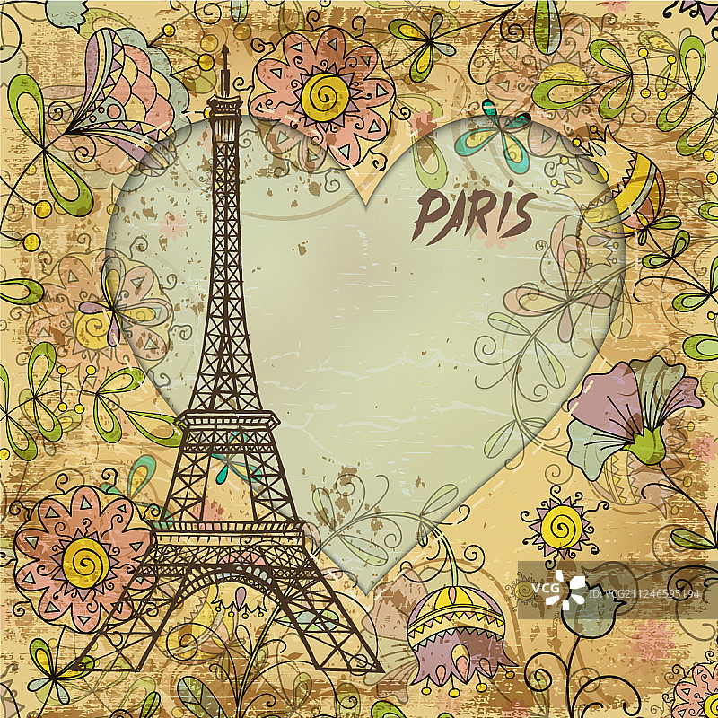 巴黎埃菲尔铁塔明信片图片素材