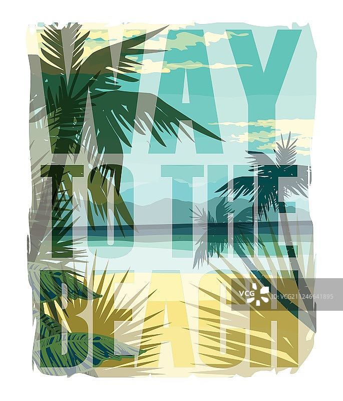 热带夏季印有标语的t恤图片素材