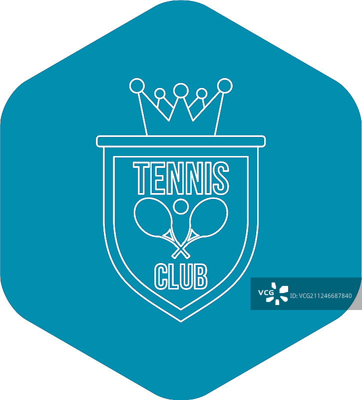 网球俱乐部图标轮廓样式的纹章图片素材