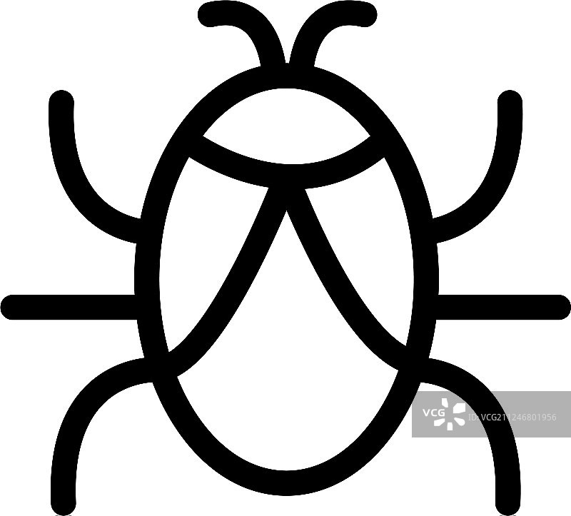 Bug图标在平面风格的应用程序UI网站黑色图片素材