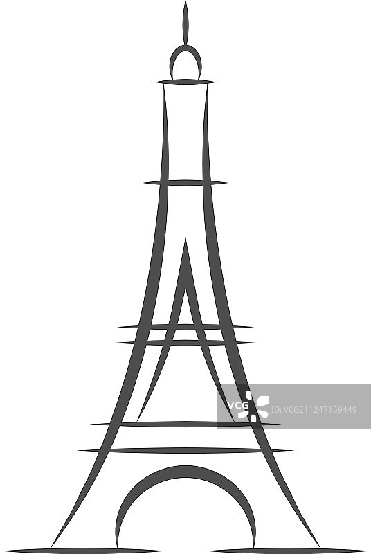 埃菲尔铁塔图标孤立在白色背景图片素材