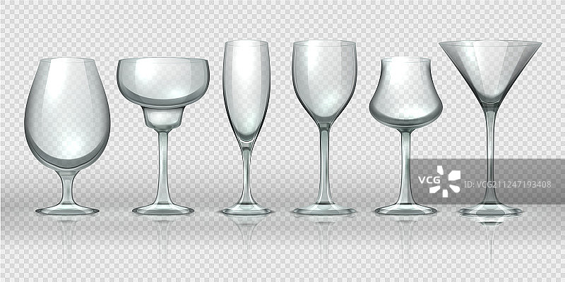 现实的玻璃杯子空透明香槟图片素材