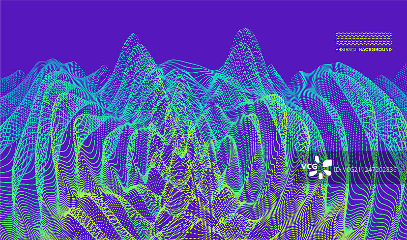 三维波浪背景与波纹效应网格表面图片素材