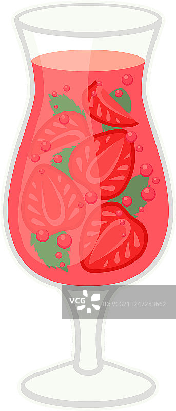 白色背景下的热带草莓鸡尾酒图片素材