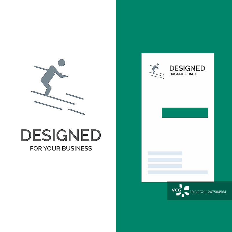 运动滑雪运动员灰色标志设计图片素材