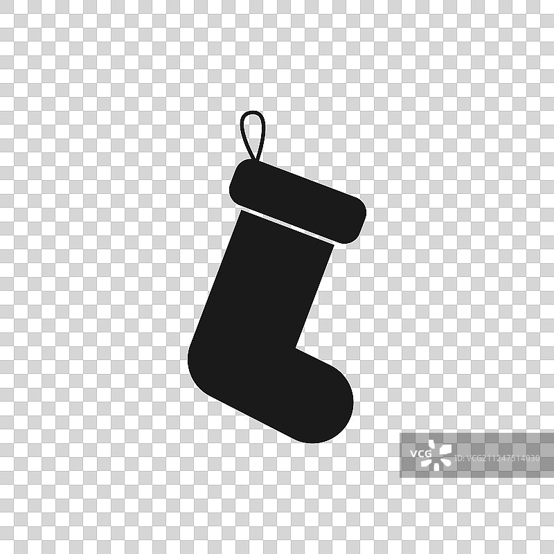 灰色的圣诞袜图标孤立在透明图片素材