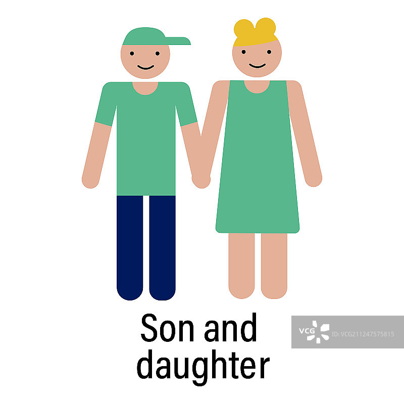 儿子和女儿图标可以用于web徽标图片素材