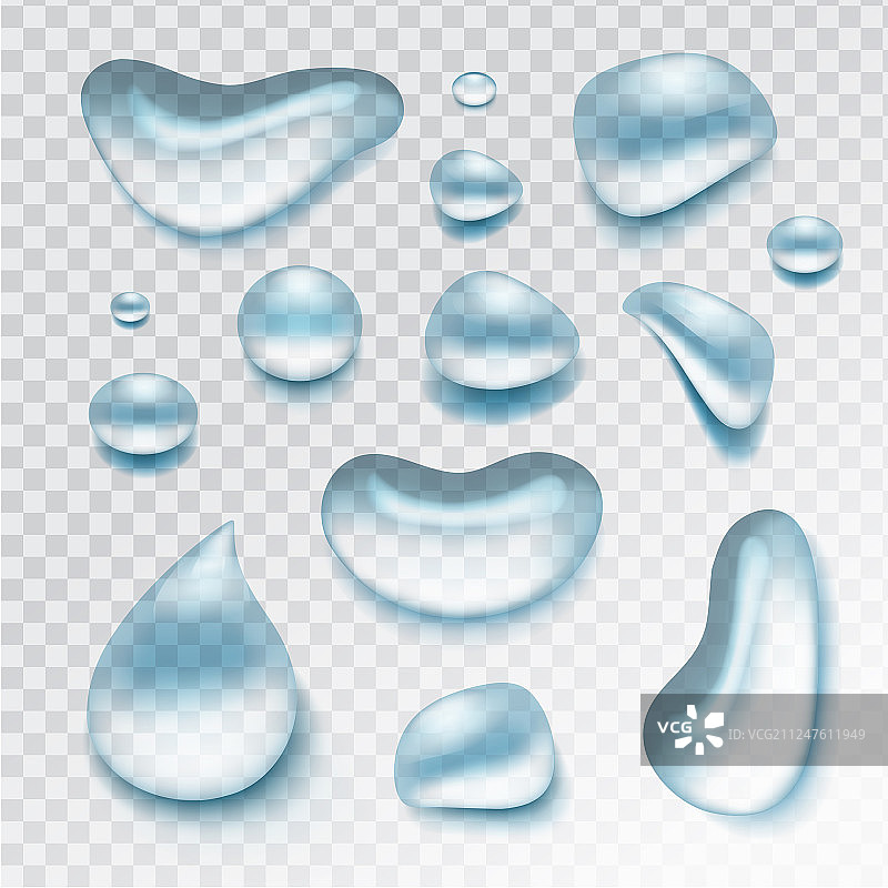 蓝色透明水滴凝结或图片素材