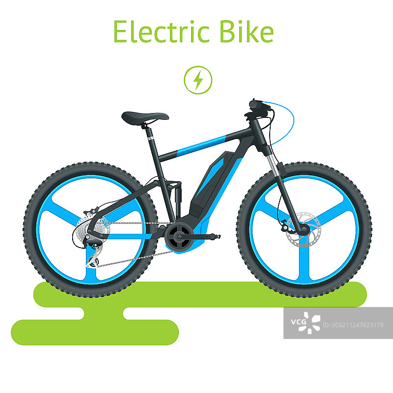 现代电动自行车孤立在白色背景图片素材