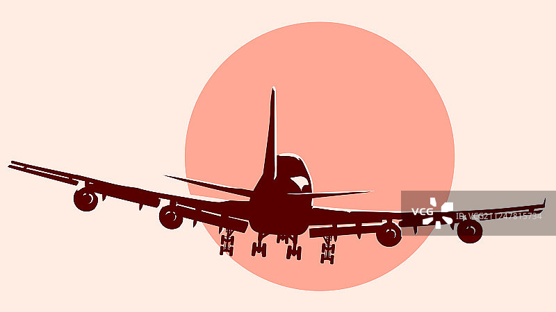 飞行飞机的圆形标志图片素材