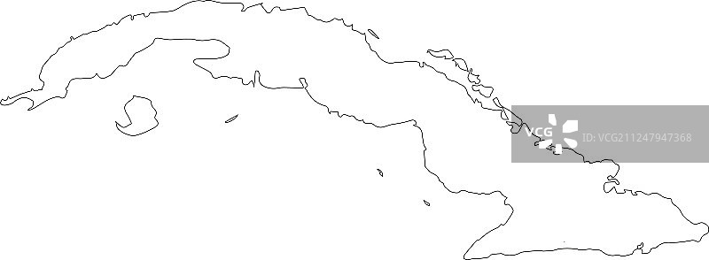 地图古巴轮廓地图孤立的黑色在白色图片素材