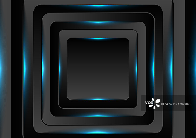 黑色方块与蓝色霓虹灯背景图片素材