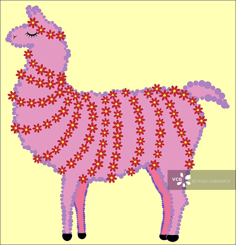 可爱的设计师用羊驼的粉色搭配图片素材