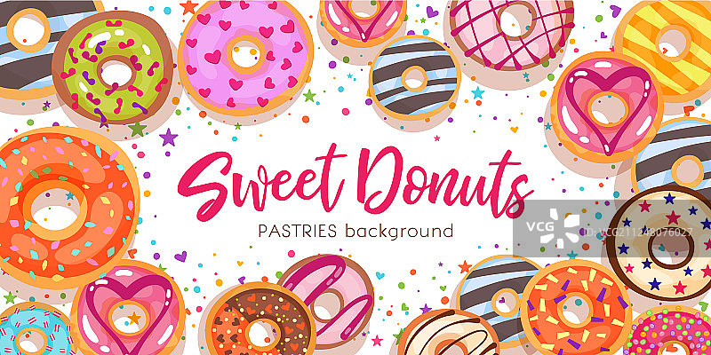 甜甜甜圈，彩色釉面糕点的背景图片素材