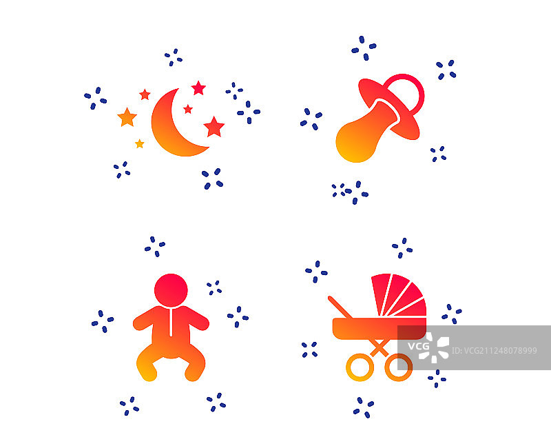 月亮和星星，婴儿的图标，童车假人图片素材