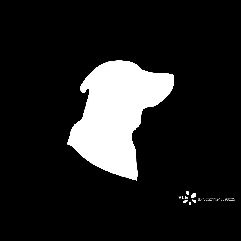 狗图标上的黑色背景黑色平风格图片素材