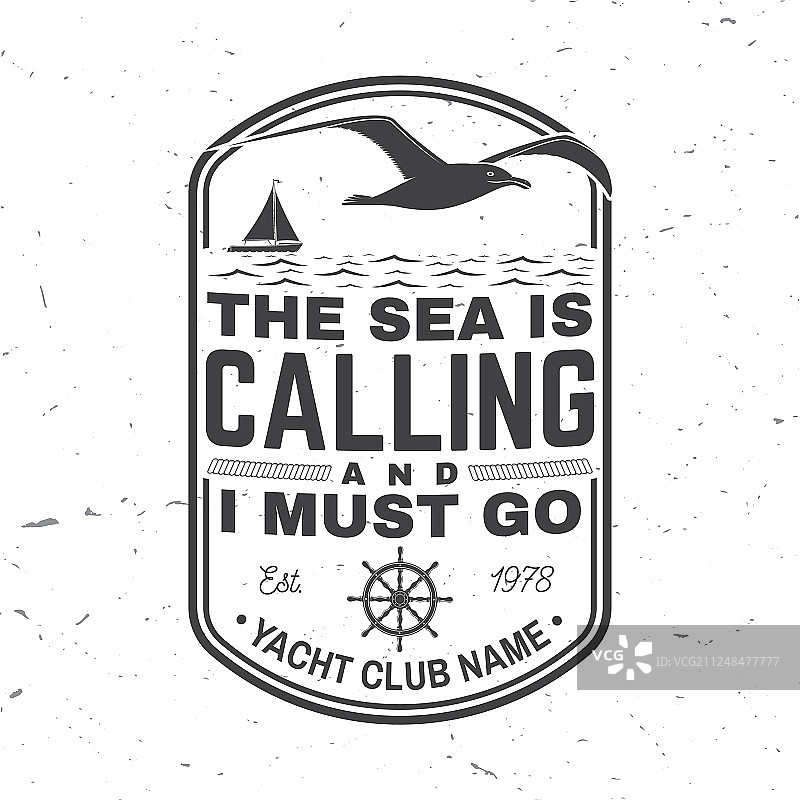 游艇俱乐部徽章概念的衬衫邮票图片素材