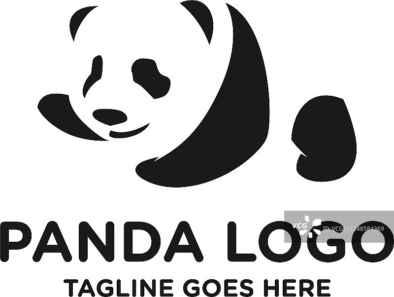 黑色熊猫标志图片素材