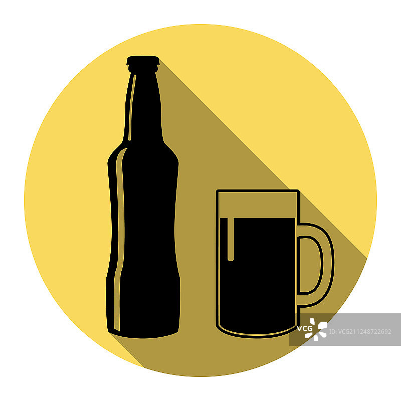 啤酒瓶标志用扁黑图标图片素材