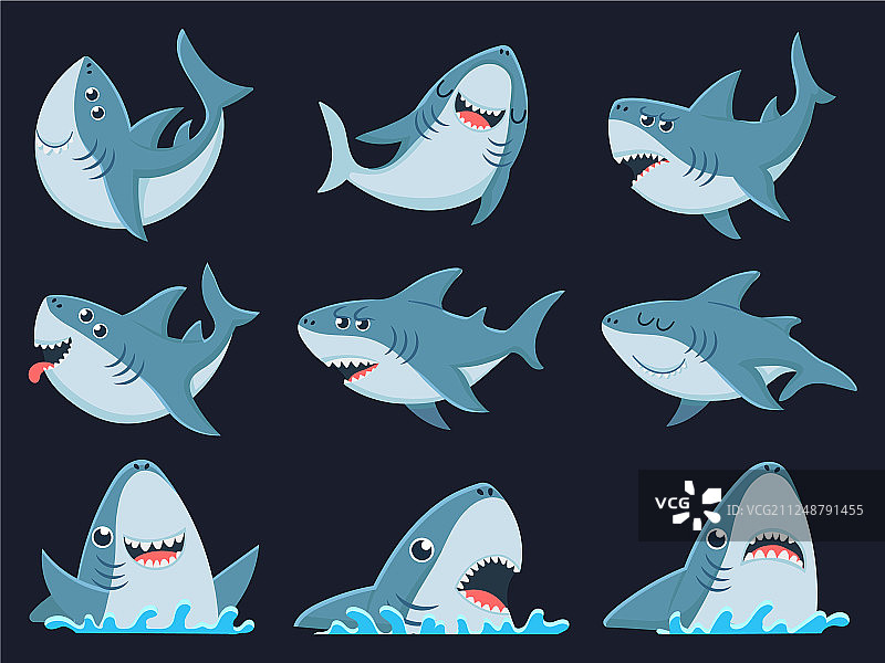 海洋鲨鱼吉祥物可怕的鲨鱼动物微笑图片素材