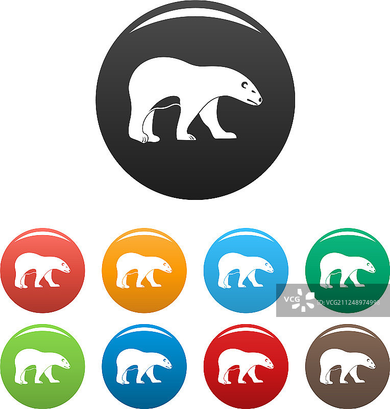 行走的北极熊图标设置颜色图片素材