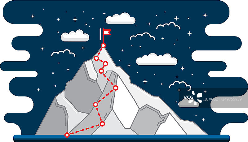 攀登高峰商务旅程的登山路线图片素材