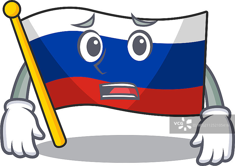 害怕吉祥物俄罗斯国旗悬挂在杆子上图片素材