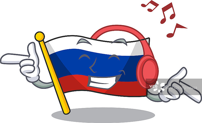 听着音乐吉祥物俄罗斯国旗升起图片素材